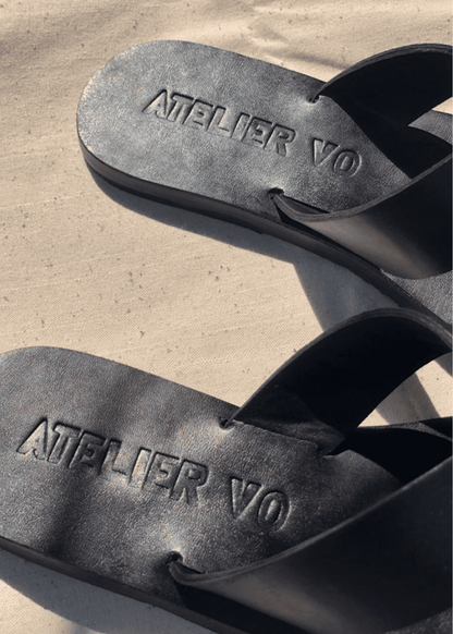 BIENVENU , Sandales slippers cuir