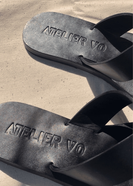 BIENVENU , Sandales slippers cuir