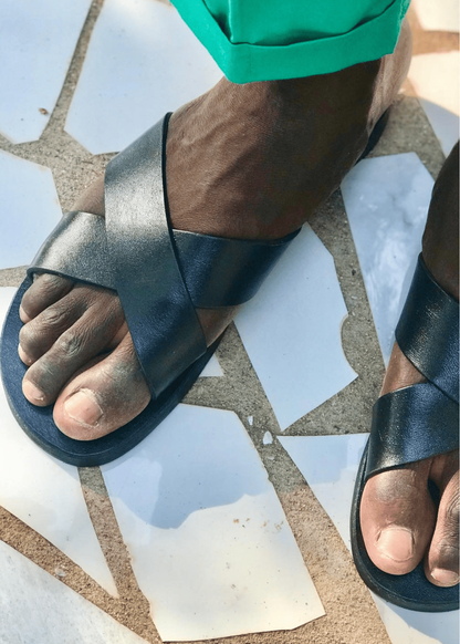 BIENVENU , Sandales slippers cuir