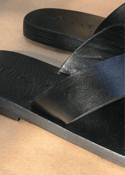 BIENVENU , Sandales slippers cuir