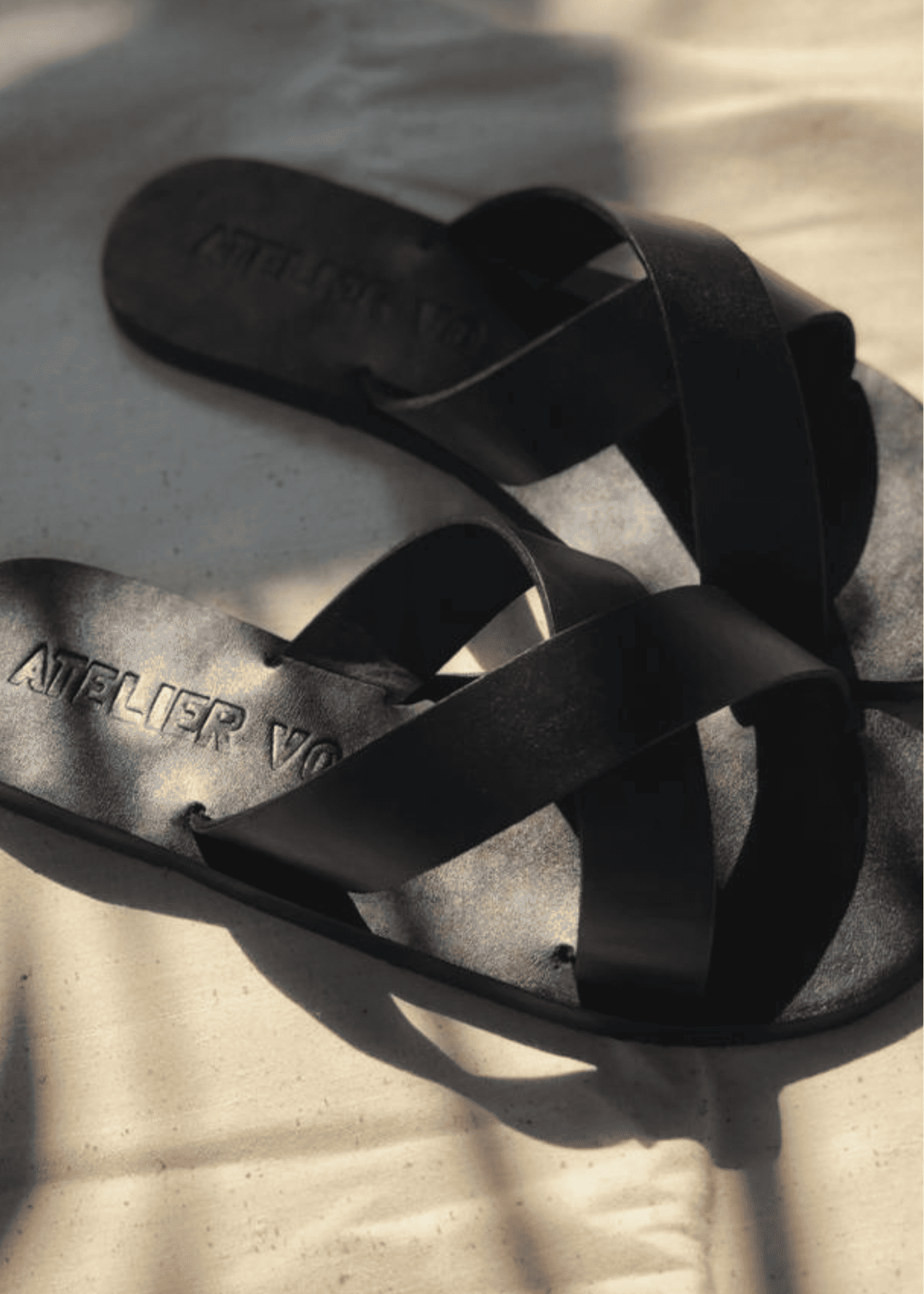 BIENVENU , Sandales slippers cuir